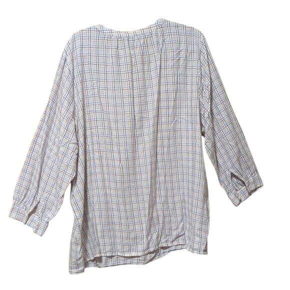 Lands' End 100% cotton plaid light flannel top size 2X split neck checkered plus - Picture 2 of 12